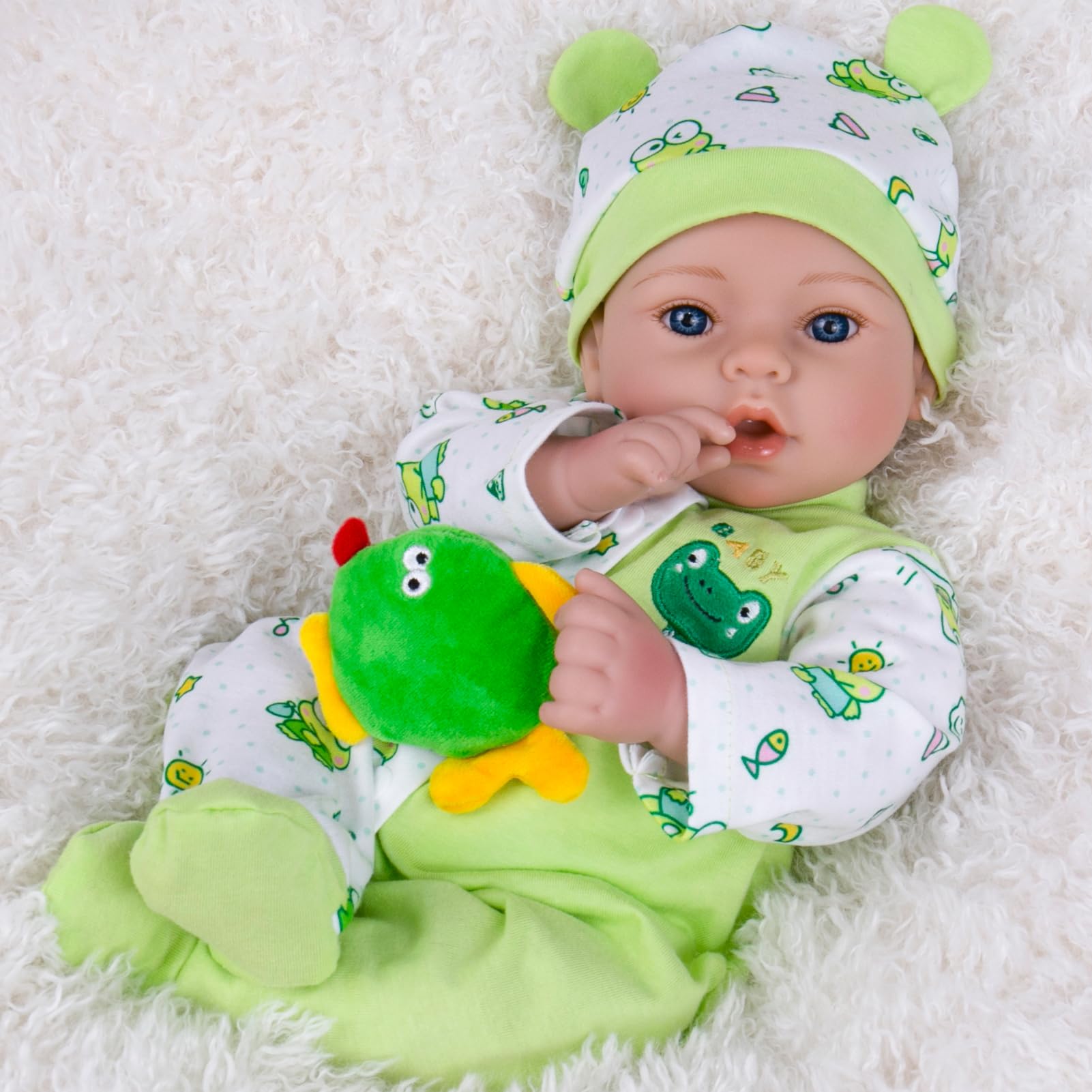 Aori Reborn Boy 18in doll close-up showing lifelike skin tones for realistic play