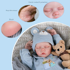 Aori Reborn Baby Doll Boy outfit set included for instant dress-up play