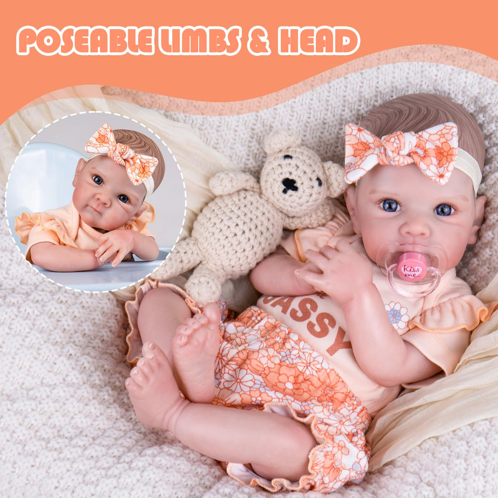 Aori Reborn doll dressed in newborn outfit ready for dress-up and storytelling.
