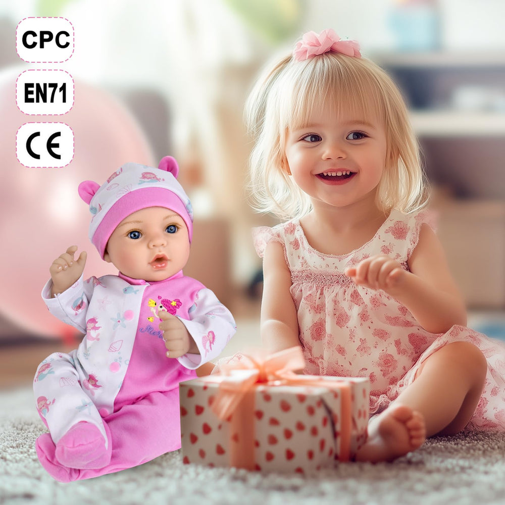 Aori Reborn doll dressed for dress-up with newborn or preemie outfits.