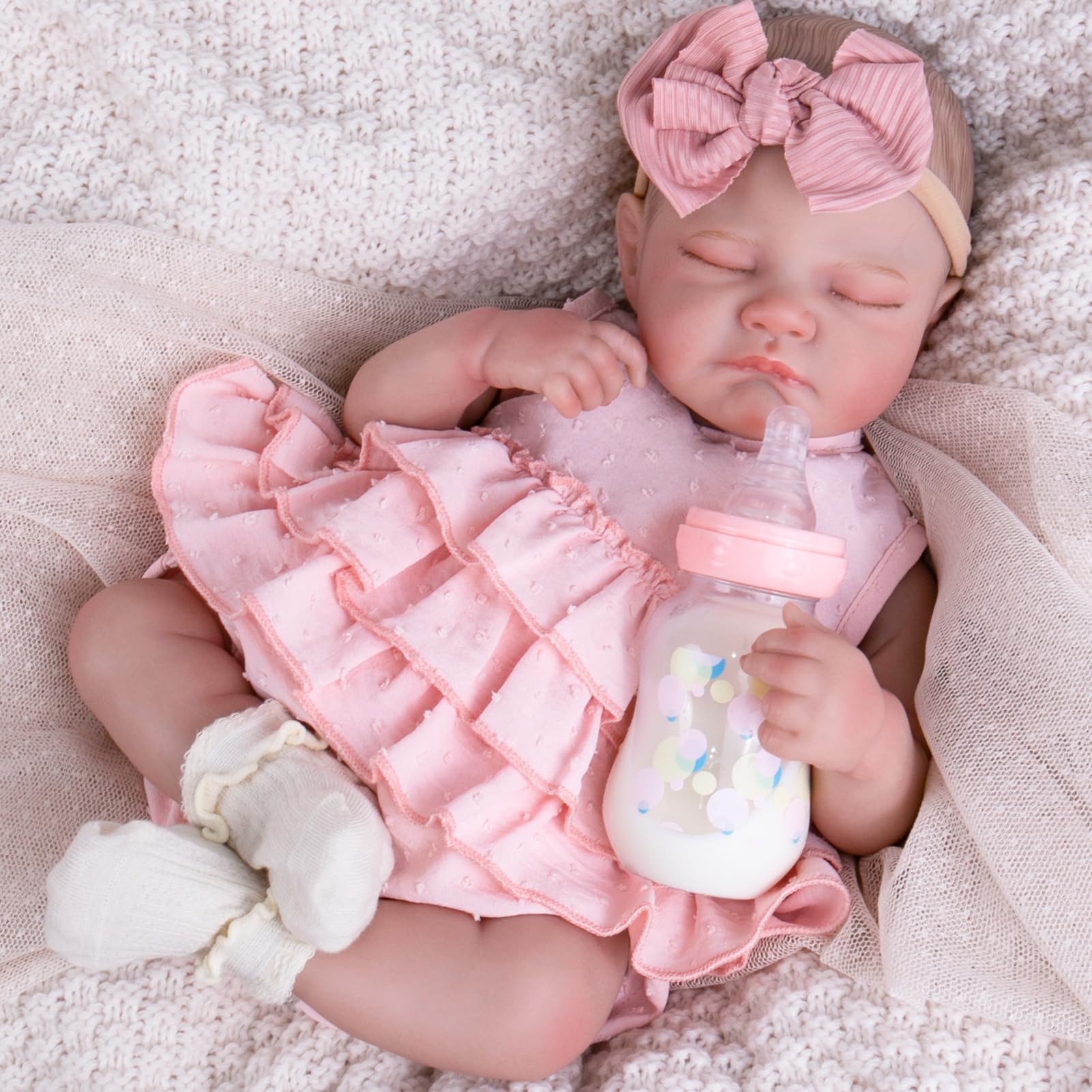 Aori Reborn baby doll face closeup showing lifelike blush for display and play
