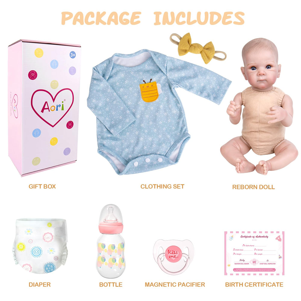 Aori Reborn Baby Doll Girl gift set adds instant play-ready accessories