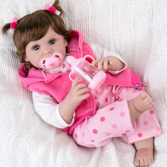Aori Reborn doll with hand-applied wig hair for authentic styling.