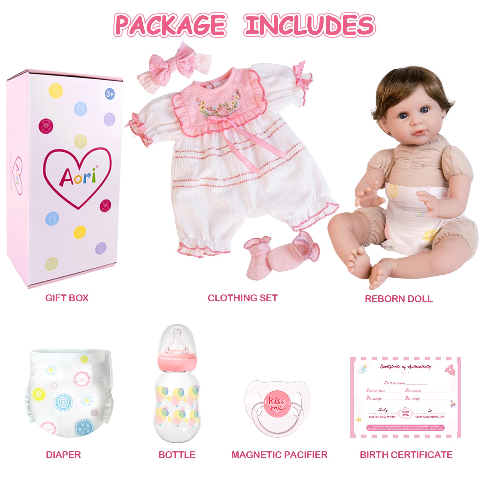 Aori Reborn pacifier and bottle support nurturing pretend care