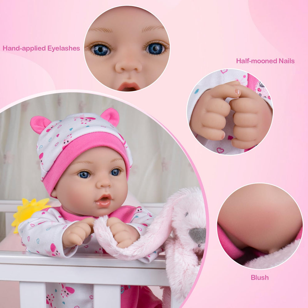 Aori reborn baby doll with pacifier encourages soothing and bedtime storytelling.