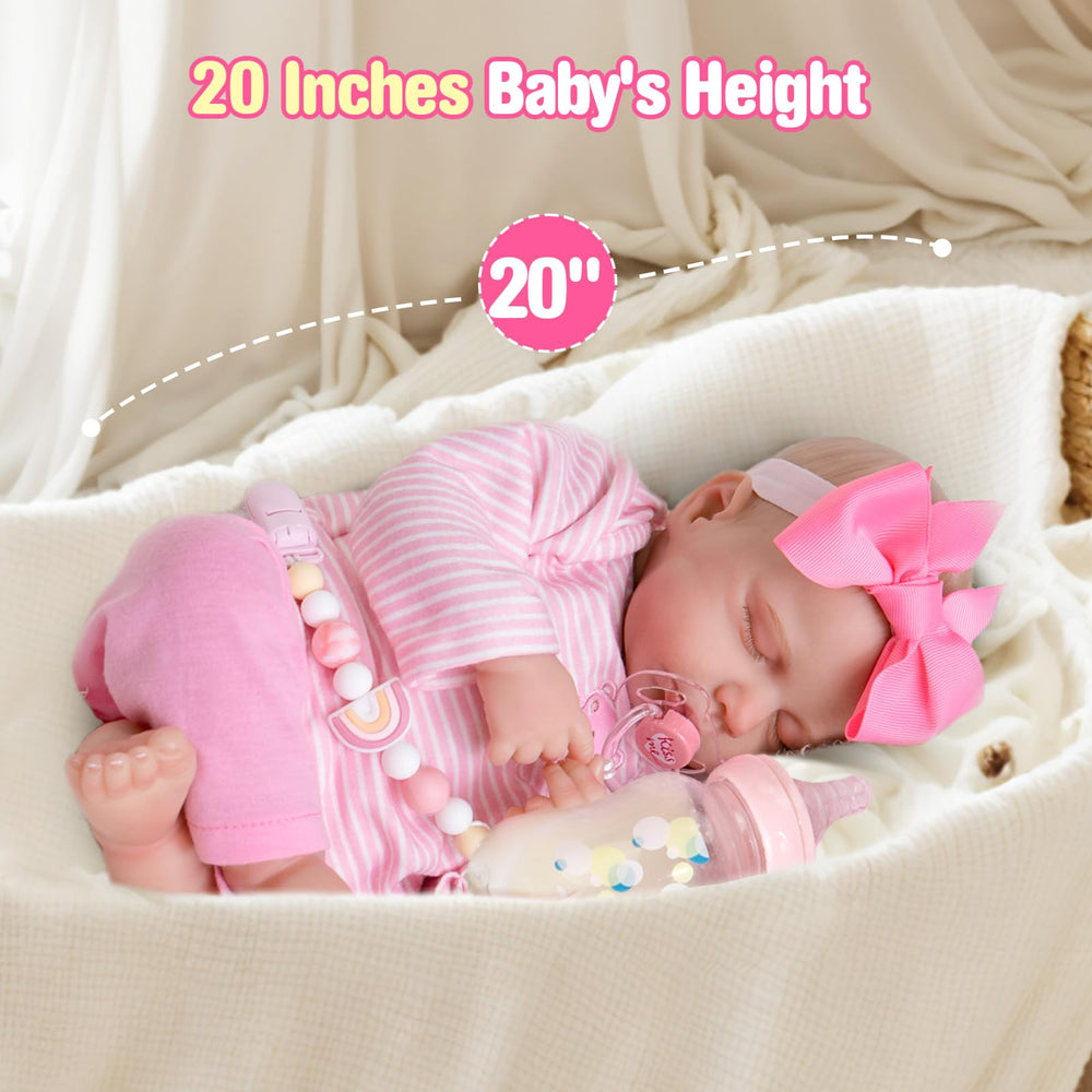 Aori Reborn Baby Dolls Girl 20inch birth certificate card included as a keepsake.