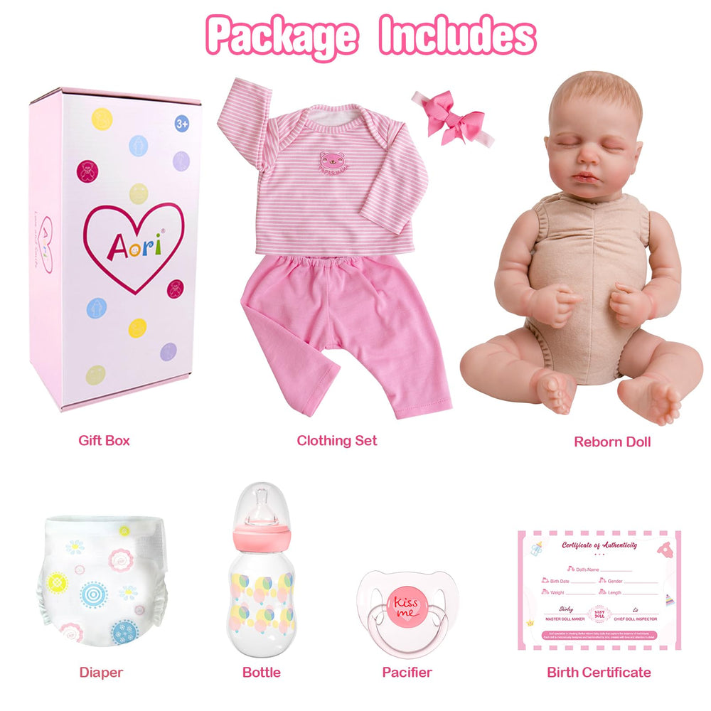 Aori Reborn Baby Dolls Girl 20inch gift box and accessories ready for gifting.