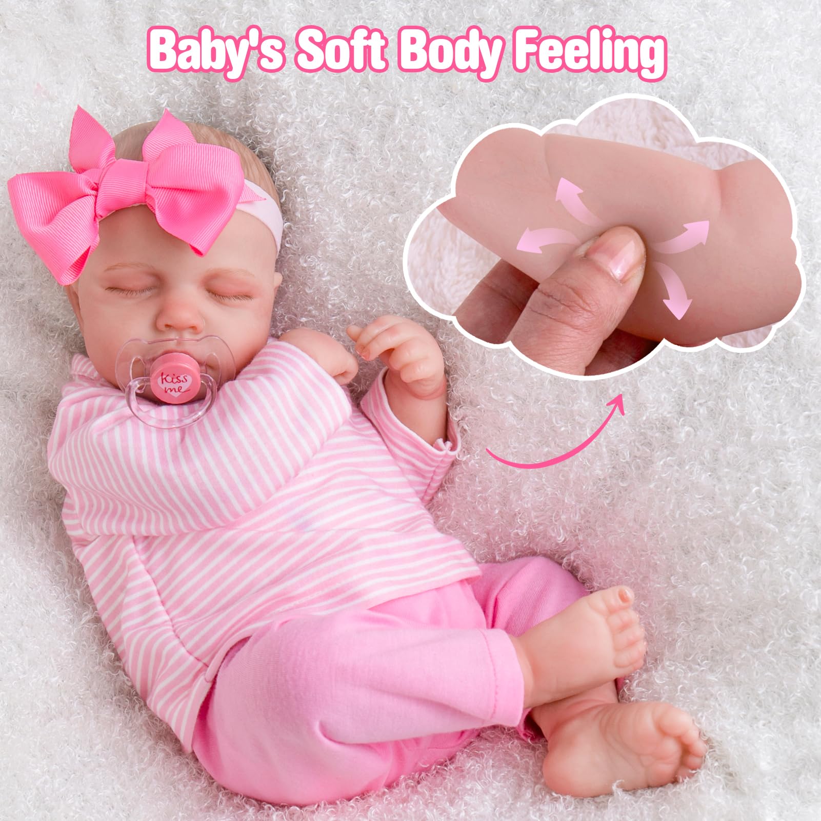 Aori Reborn Baby Dolls Girl 20inch weighted doll design for comforting hugs.