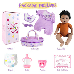 Birth certificate bottle and pacifier included with Aori Reborn doll