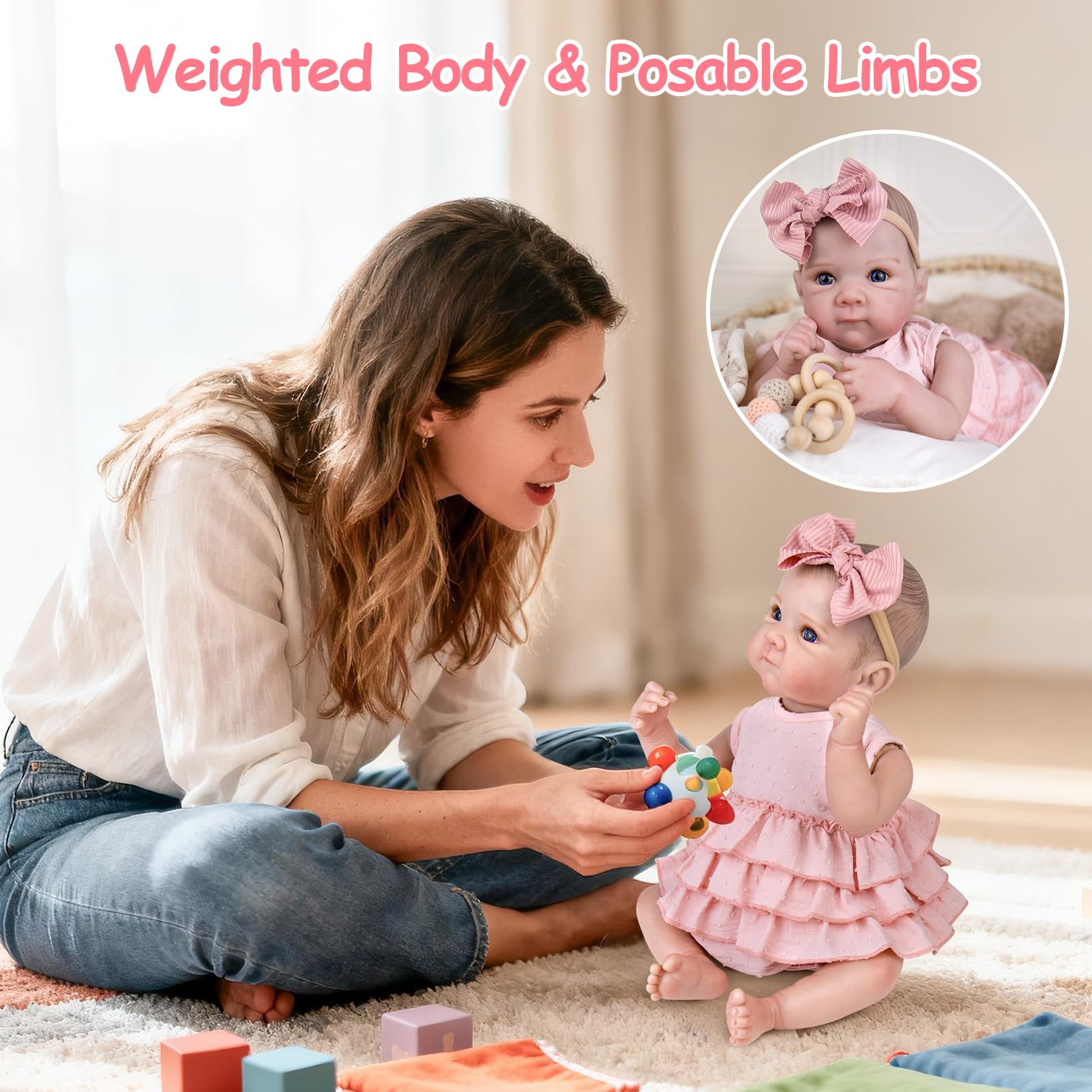 Aori Reborn 20in soft vinyl skin offers gentle touch during hugs.