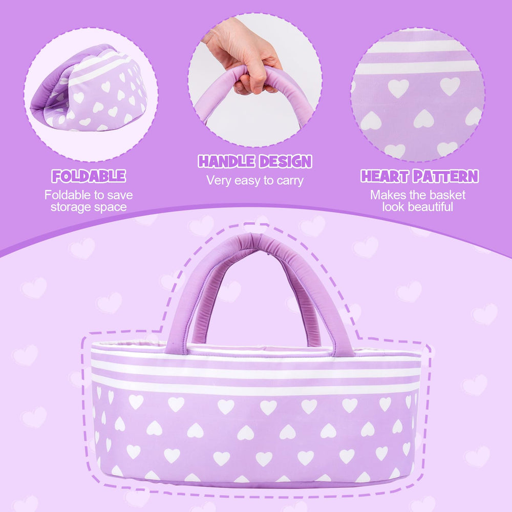 Aori Reborn doll bassinet measures 16.9 x 11 x 5.9 inches for 17-22 inch dolls