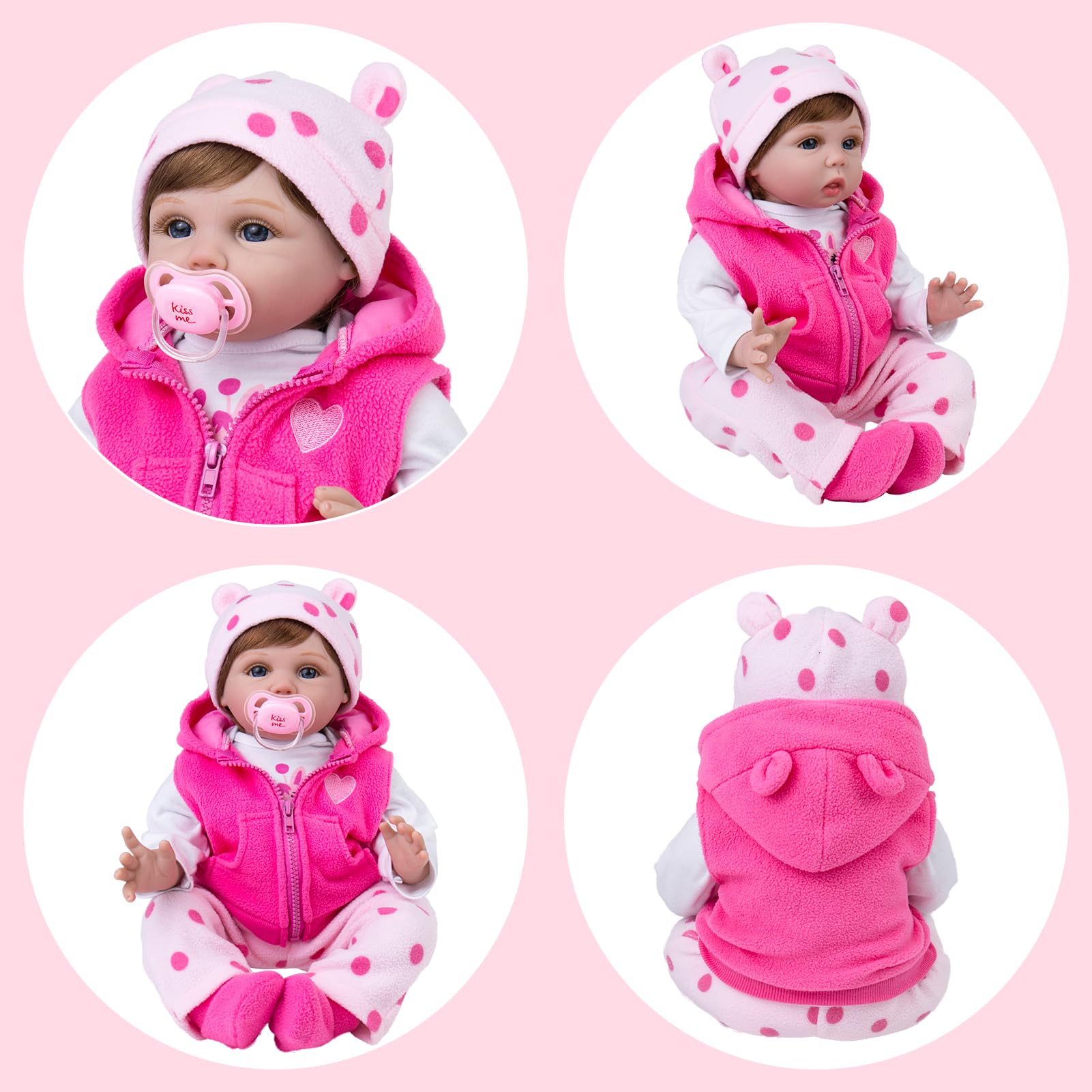 Aori Reborn hat with spots completes a coordinated doll look.