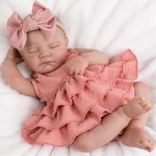Close up of Aori reborn doll hand painted skin for realistic detail