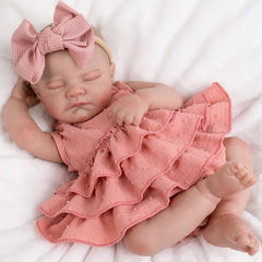 Close up of Aori reborn doll hand painted skin for realistic detail