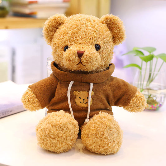 Aoriher brown hoodie bear close-up showing soft plush texture
