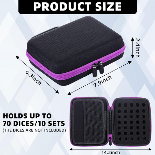 Aoriher purple dice case interior cushions dice to reduce impact