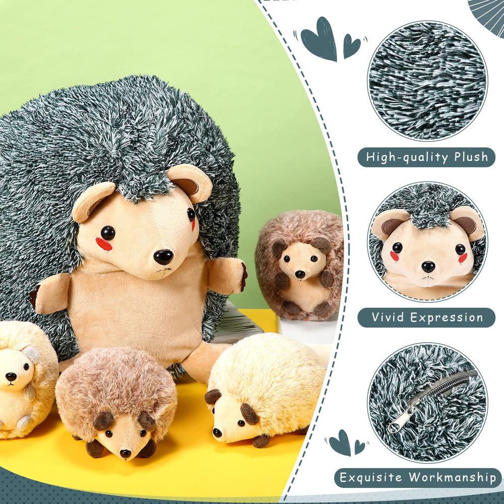Aoriher hedgehog plush mommy back zip reveals babies