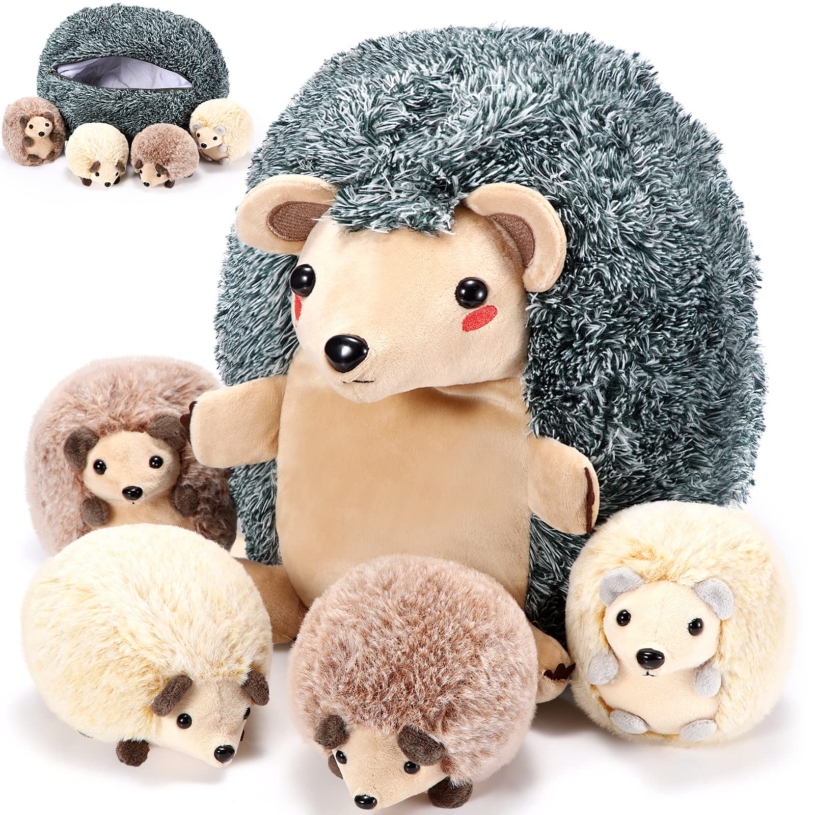 Aoriher hedgehog plush mommy with babies for cozy family cuddles