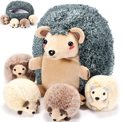 Aoriher hedgehog plush mommy with babies for cozy family cuddles