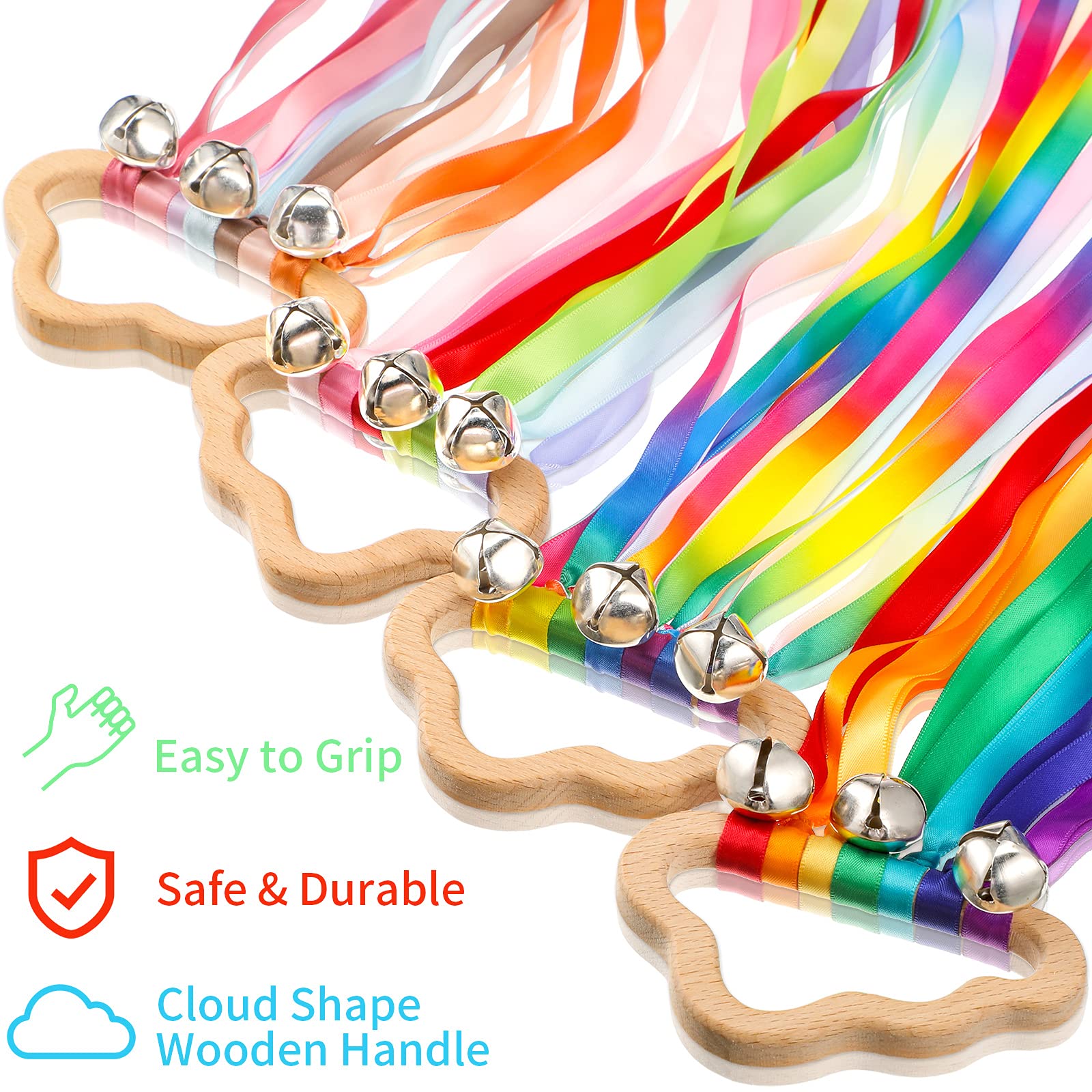 Aoriher rainbow hand ribbon kite bells on top create cheerful tones.