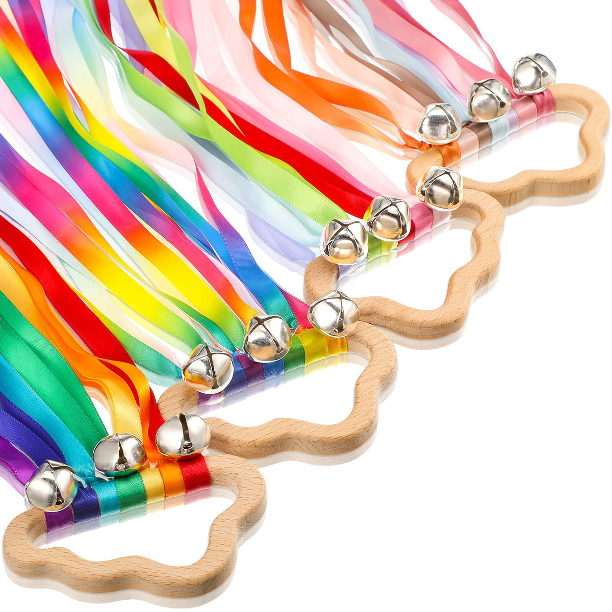 Aoriher rainbow hand ribbon kite with cloud handle enhances tactile play.
