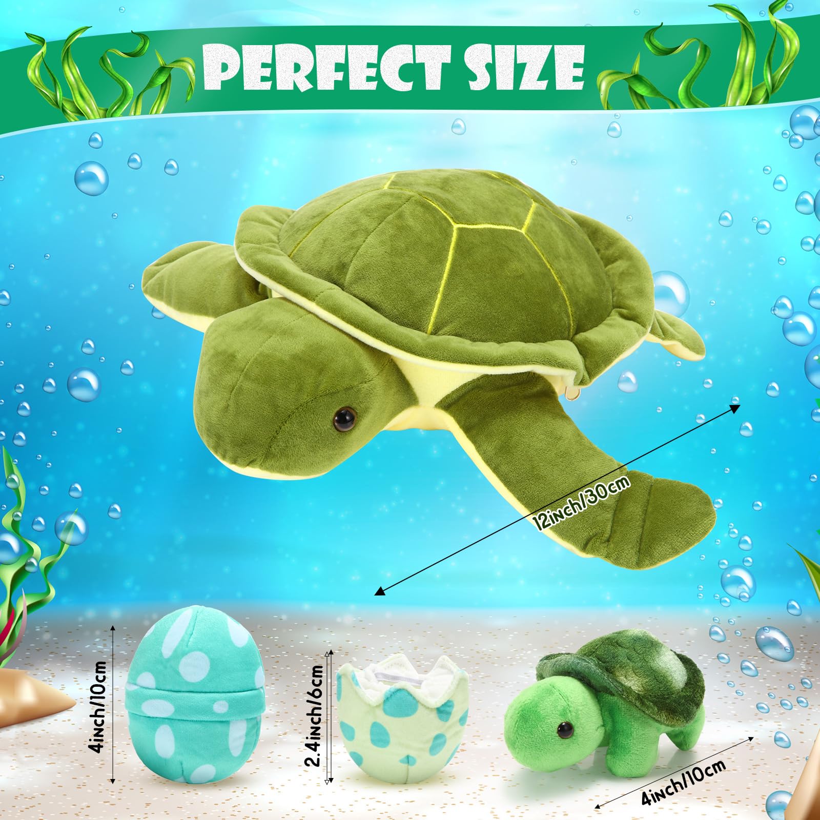 Aoriher 4-inch baby sea turtle plush for pocket-sized cuddles and storytelling.