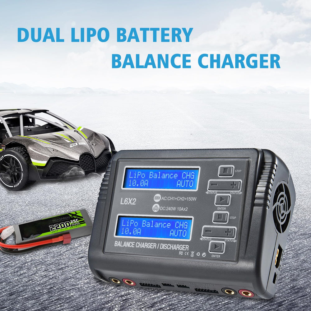 Compact Aorika charger in use with RC plane for field charging.