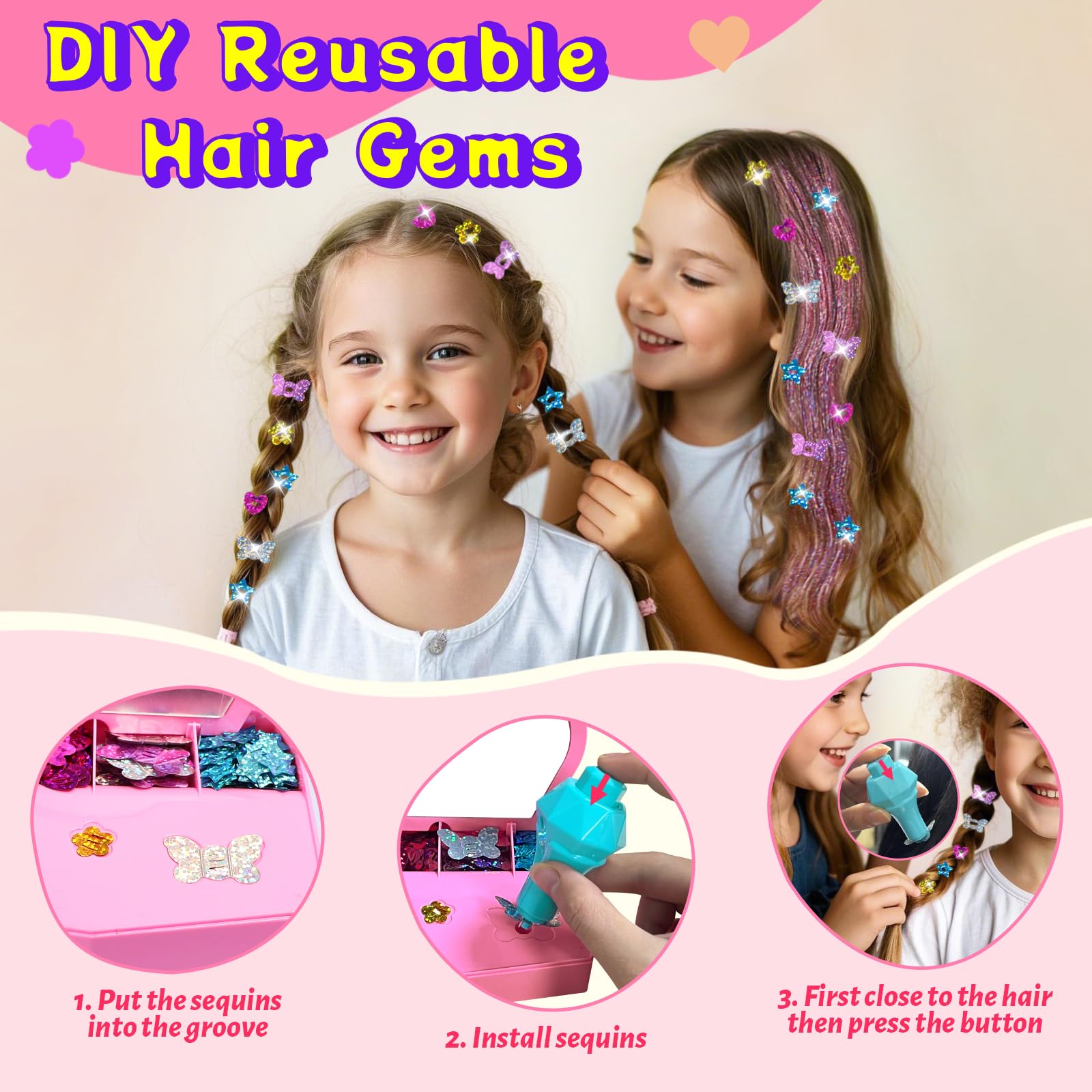 AOSITE gem-stamper in use applying a gem to hair for instant shimmer