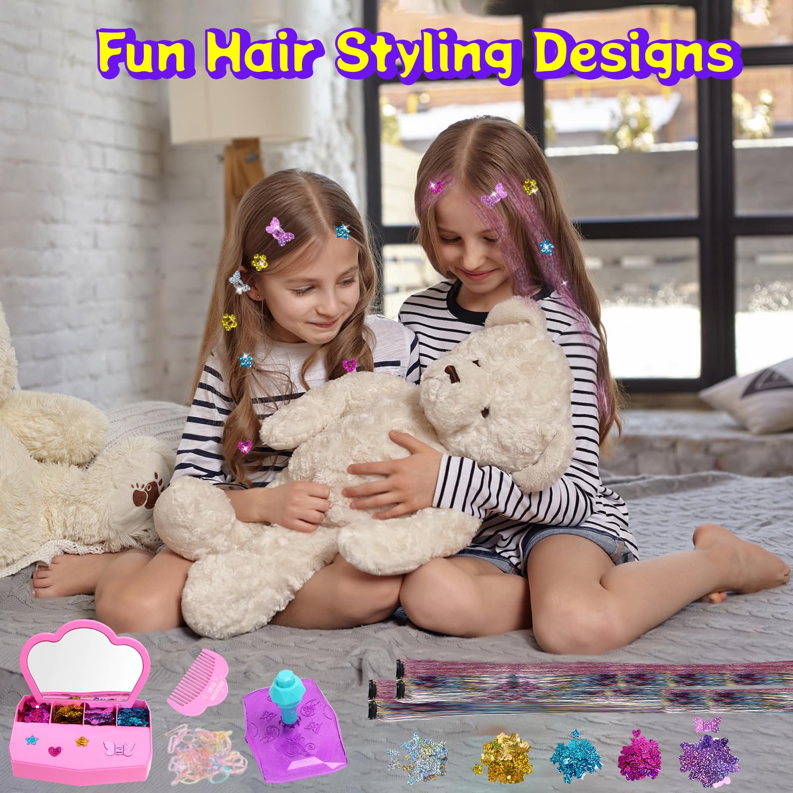 AOSITE glitter pieces (stars, hearts, butterflies) showcased for creative looks