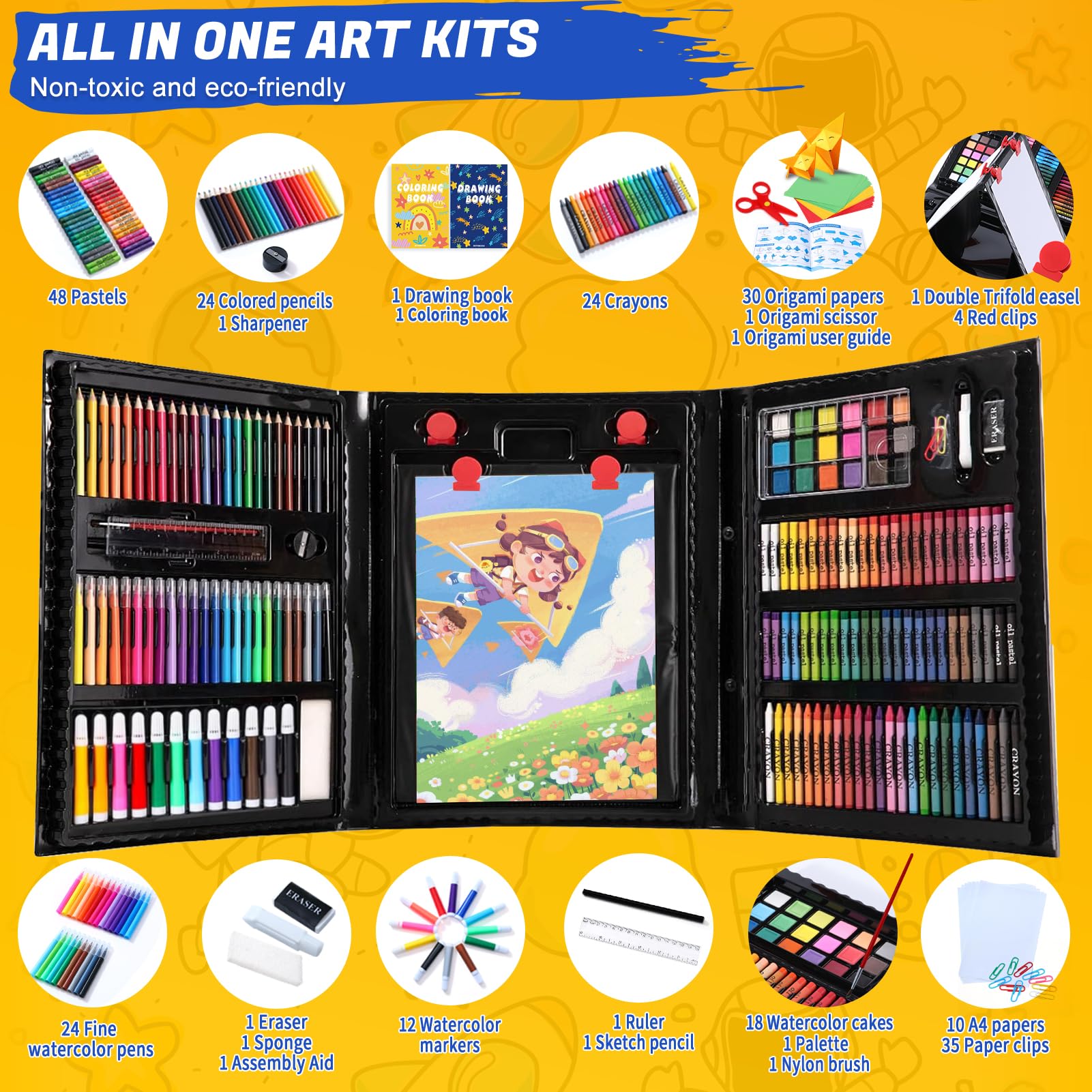AOTEMOON 24-color pencils ideal for vibrant drawings.