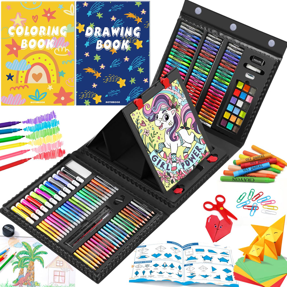 AOTEMOON all-in-one art kit with easel setup for kids' creative explorations.