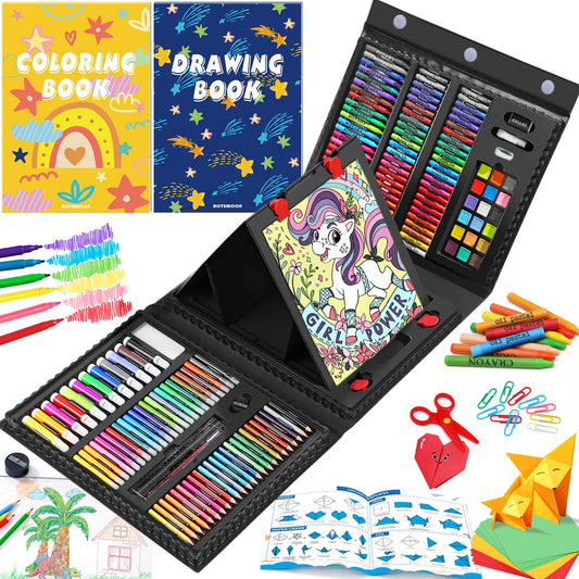 AOTEMOON all-in-one art kit with easel setup for kids' creative explorations.