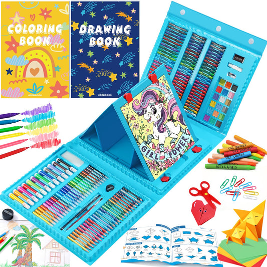AOTEMOON All-in-One art easel supports kids' drawing and painting sessions.