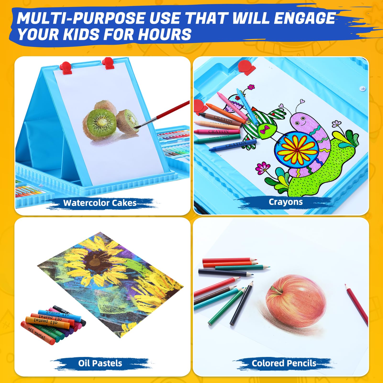 AOTEMOON watercolor pens and cakes provide smooth blends.