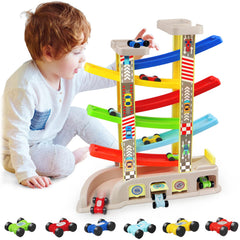 Aotipol car ramp toy with two parking lots for cooperative play