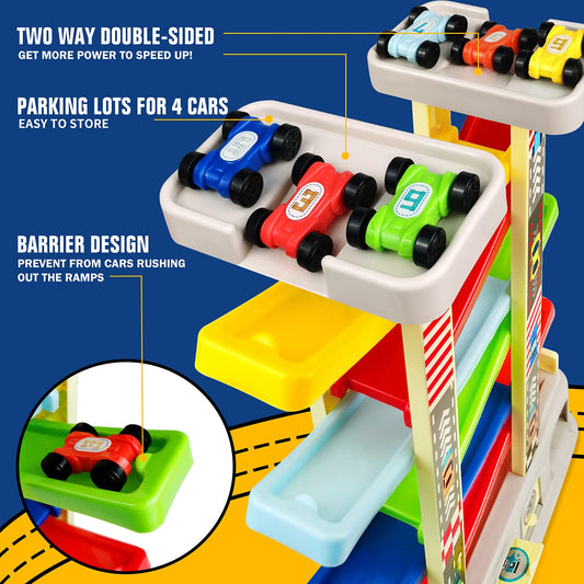 Aotipol rainbow race track ramps in six colors for toddlers