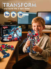 Aotonow transforming mech brick model switching from robot to truck