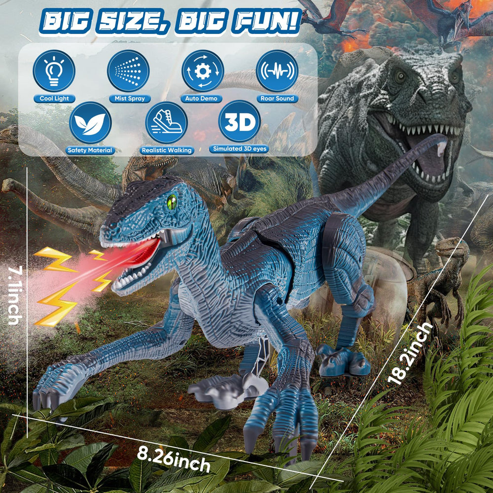 Aotrytion RC dinosaur roars and moves smoothly with flexible joints.