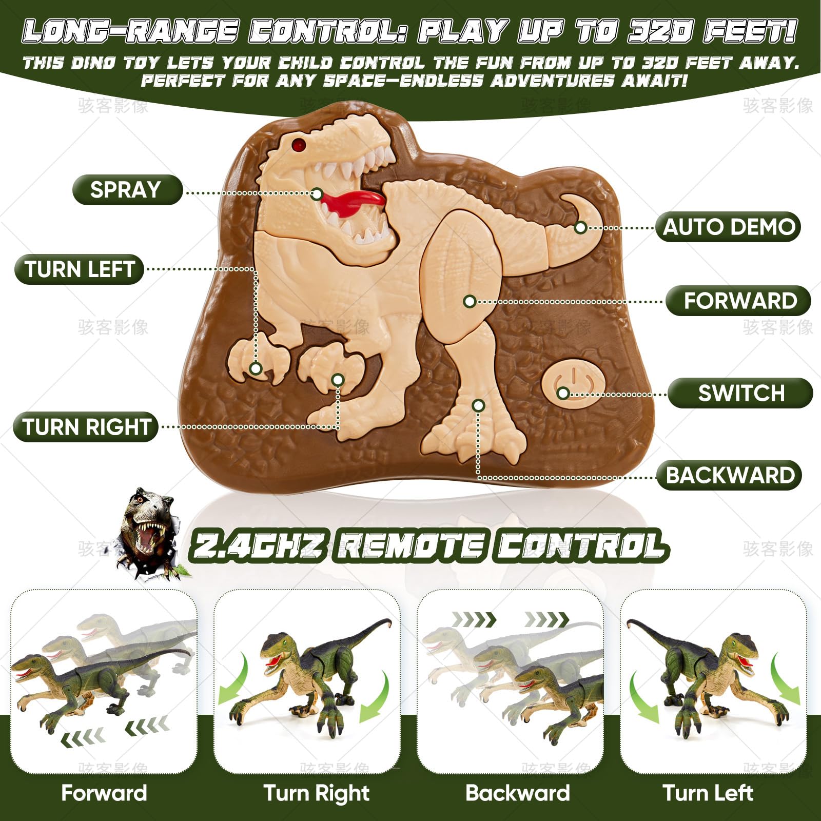 Aotrytion RC dinosaur toy with flexible joints for lifelike motion