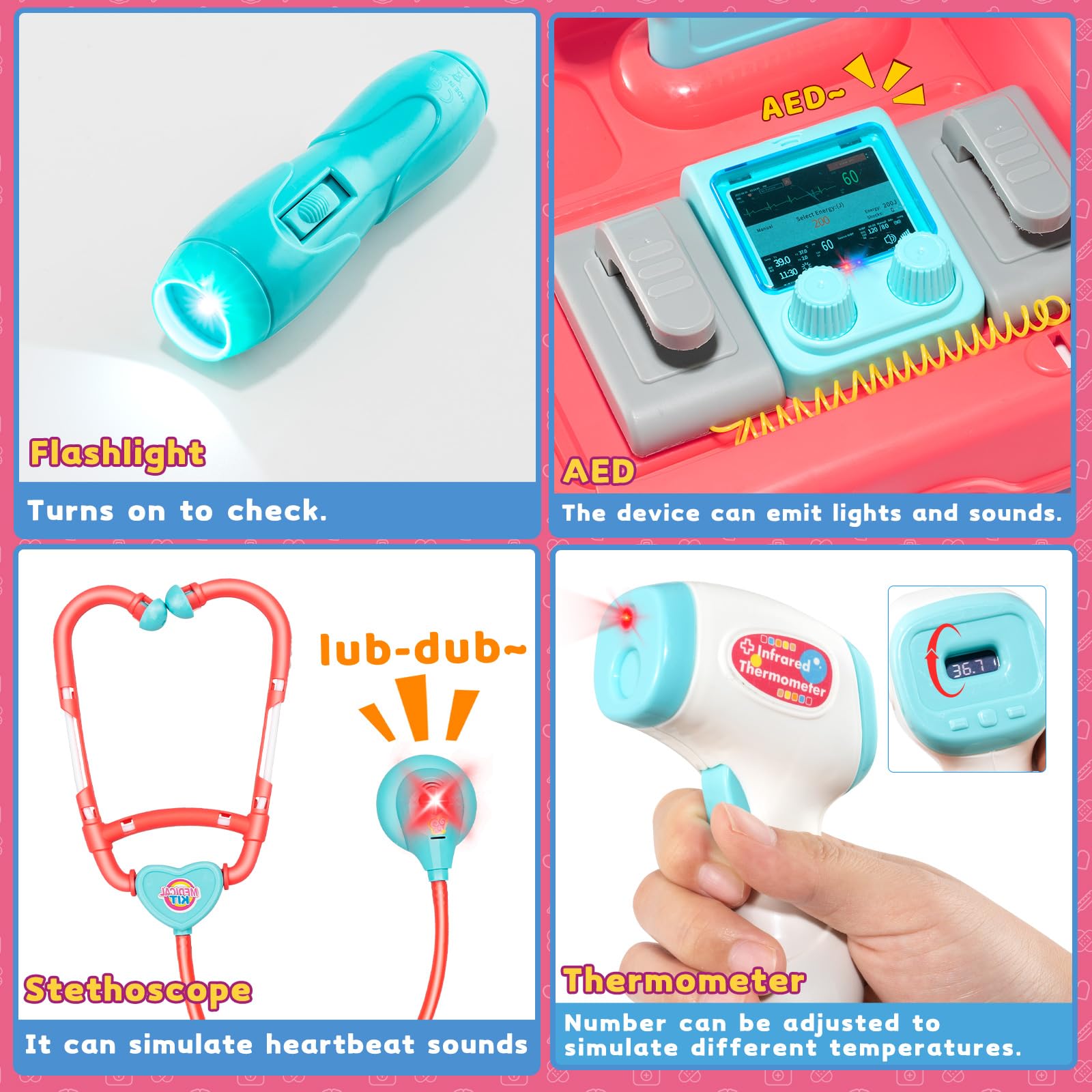 Aowjoy forehead thermometer with red indicator supports interactive checks