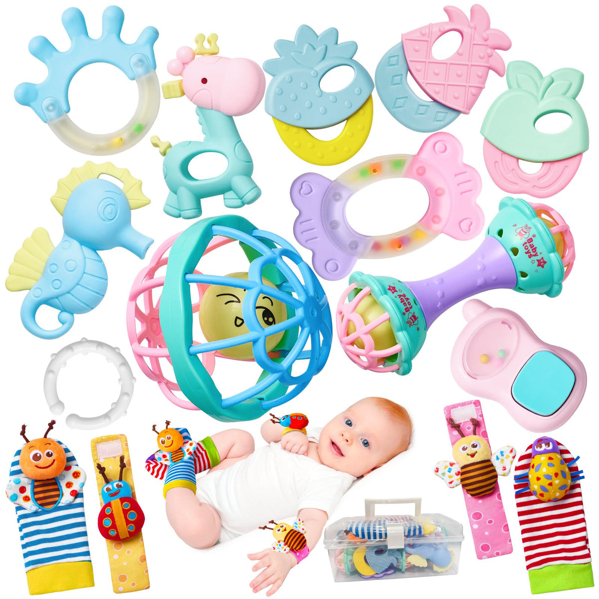 AOYOHOMOA 15-piece baby rattle set – diverse sounds for exploration