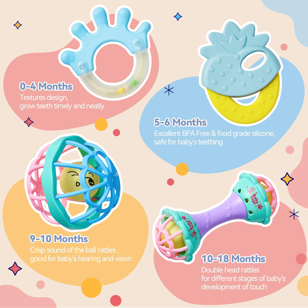 AOYOHOMOA textured-teether rattles – safe surfaces for teething play
