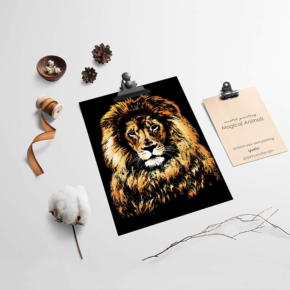 AP ARTSPER scratch art board cat motif; scratch to unveil sparkling hues for kids’ crafts.