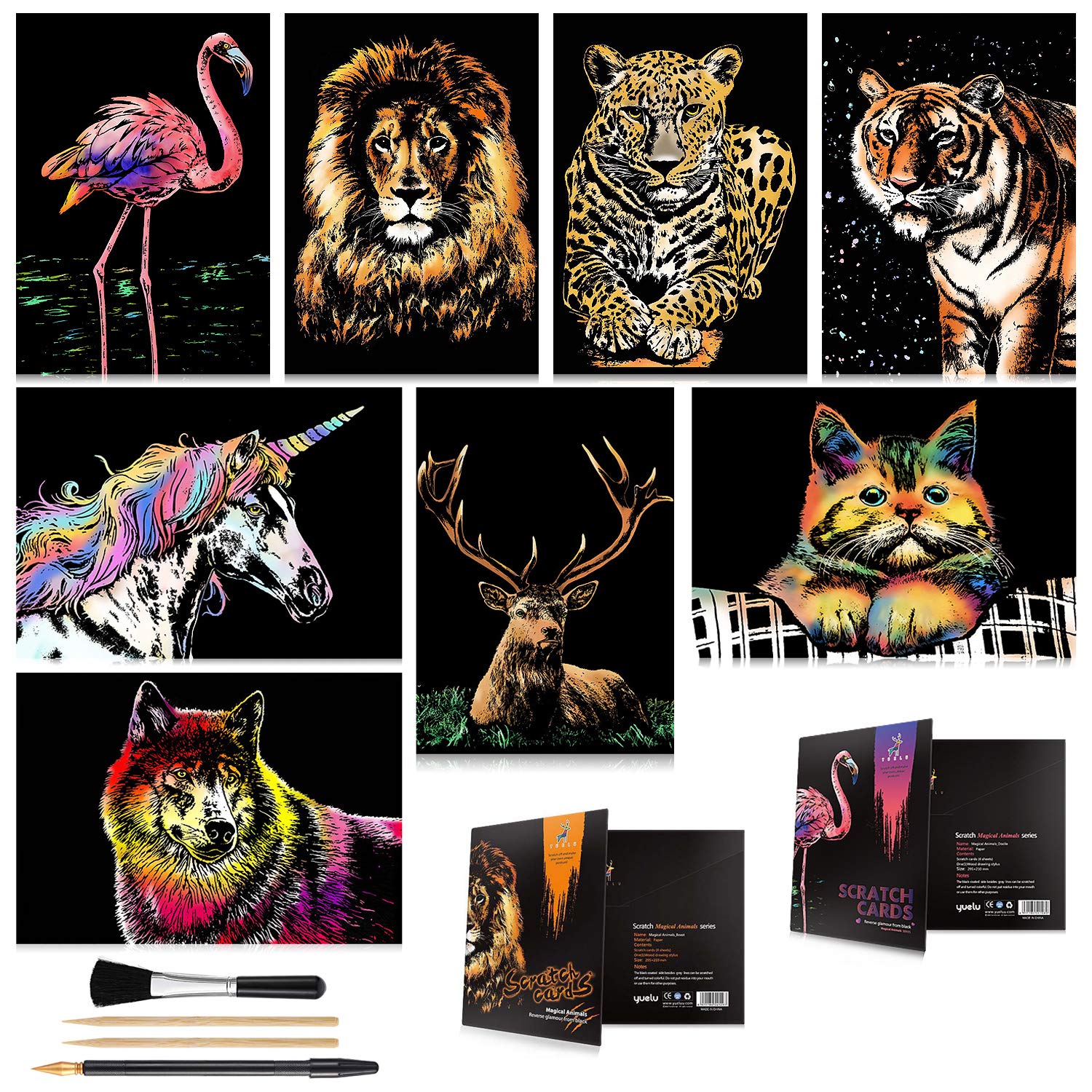 AP ARTSPER scratch art board unicorn design reveals vibrant colors after scratching.