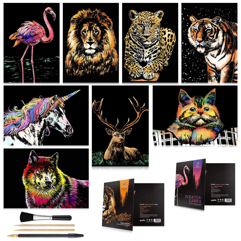 AP ARTSPER scratch art board unicorn design reveals vibrant colors after scratching.