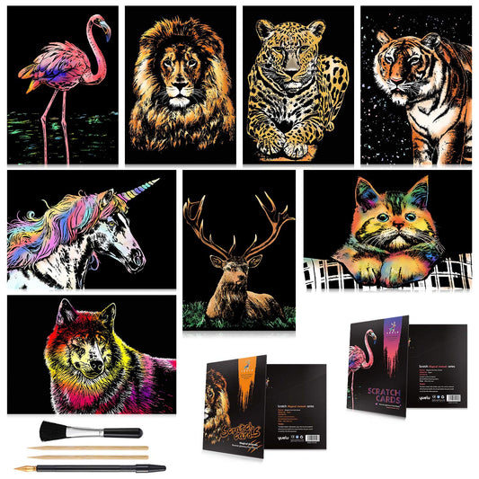 AP ARTSPER scratch art board unicorn design reveals vibrant colors after scratching.