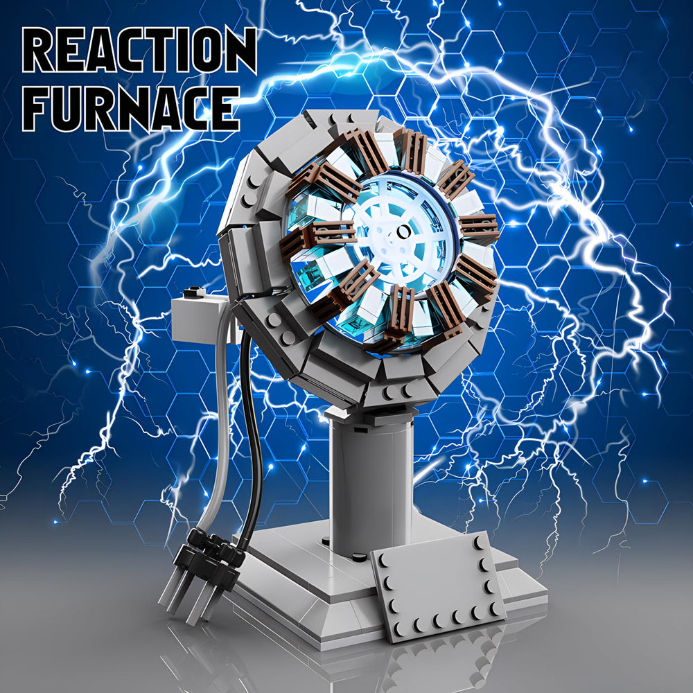 APENGBAOL arc reactor building block set presented as a collectible centerpiece for fans.