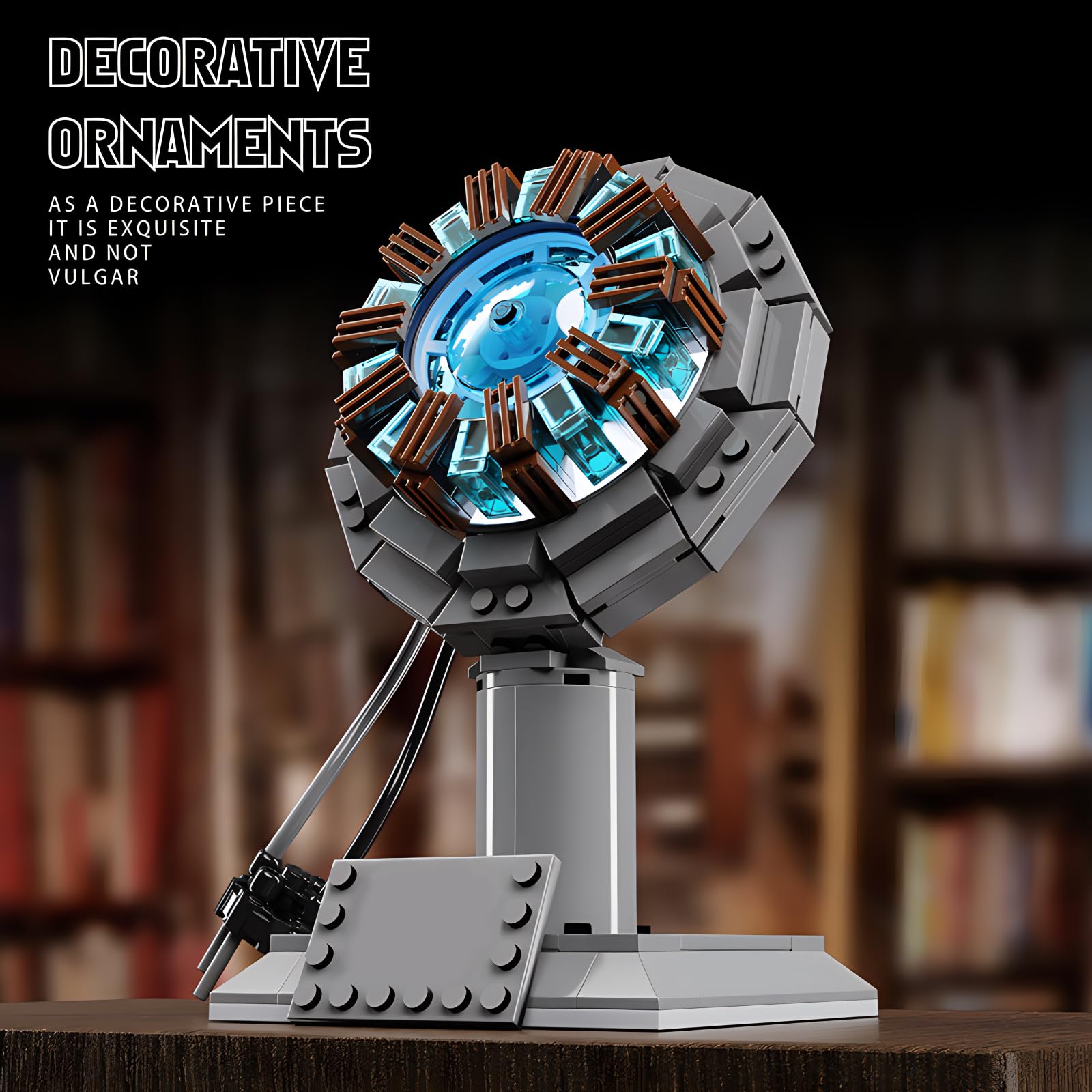 APENGBAOL arc reactor building block set emits a gentle glow for ambiance in any room.
