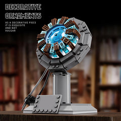 APENGBAOL arc reactor building block set emits a gentle glow for ambiance in any room.