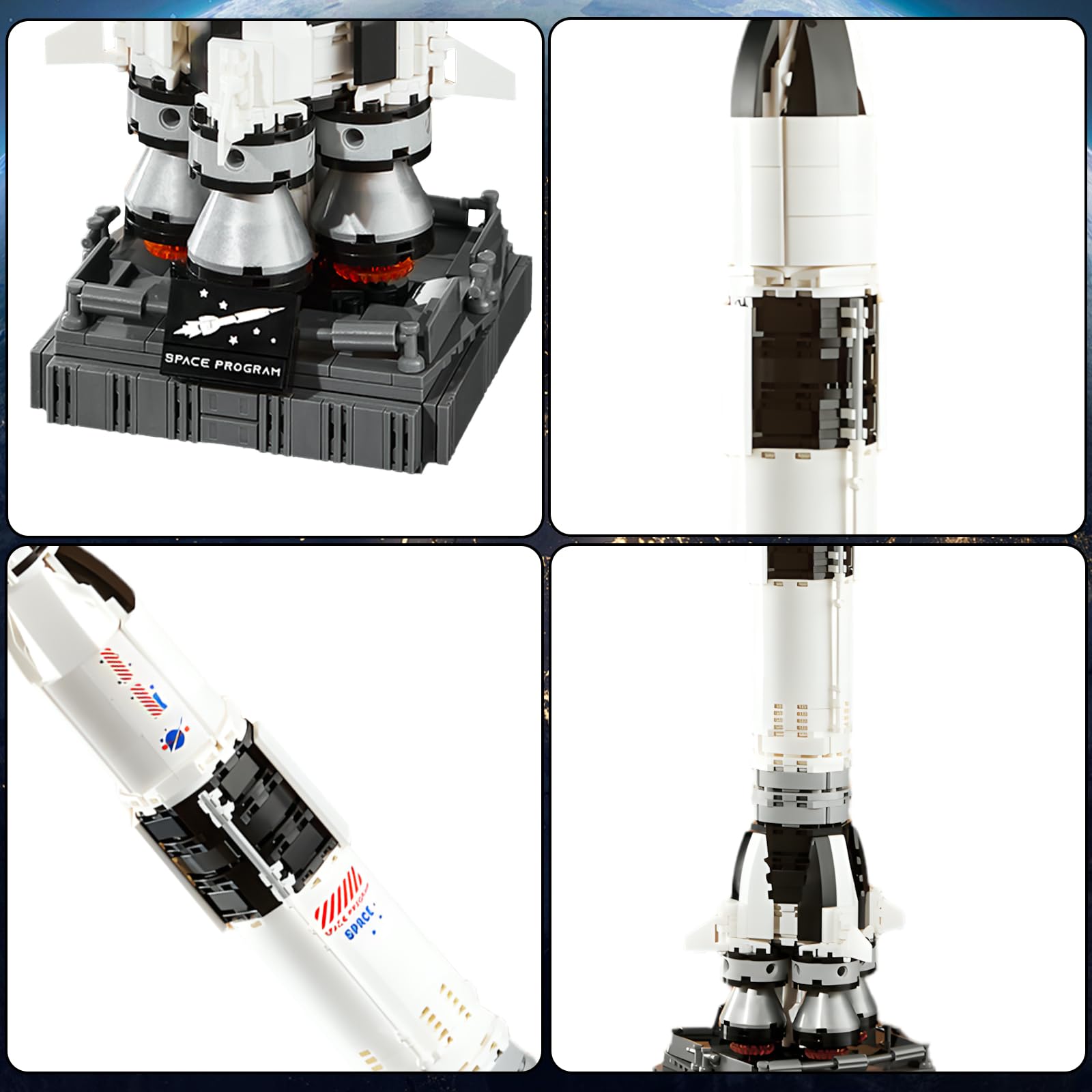 APENGBAOL display base with Saturn V insignia elevates any shelf.